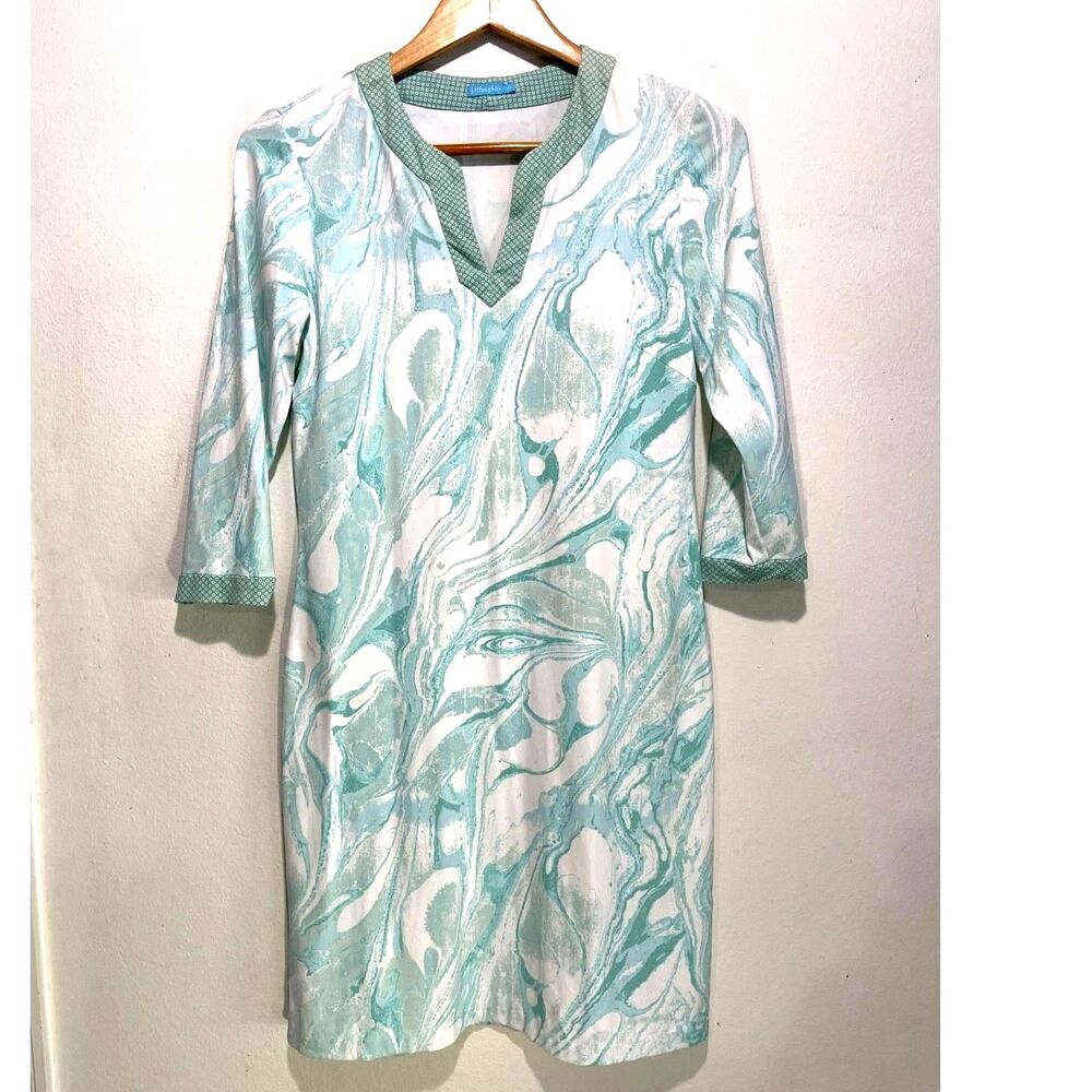 J. McLaughlin dress catalina cloth marbol aqua blue dress coastal women XS